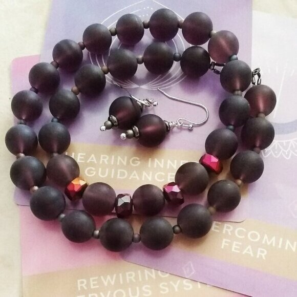 SET!!! Deepest Mauve & Sparkling Mango + Plum - Wrap Bracelet + Earring Set!!! - Picture 1 of 8